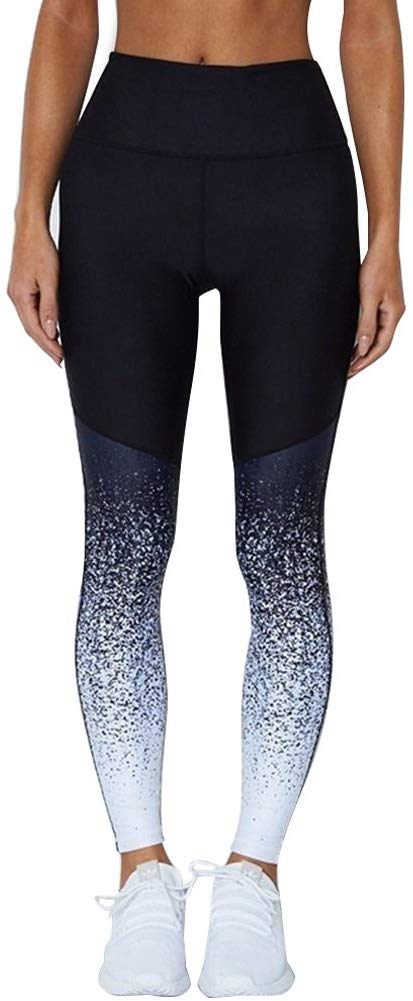 elegantstunning Pantalones Delgados Deportivos Largos de Yoga de Elevación de Impresión Digital de Mujeres de Cadera de Cintura Alta Deportes de Moda L Secado Rápido