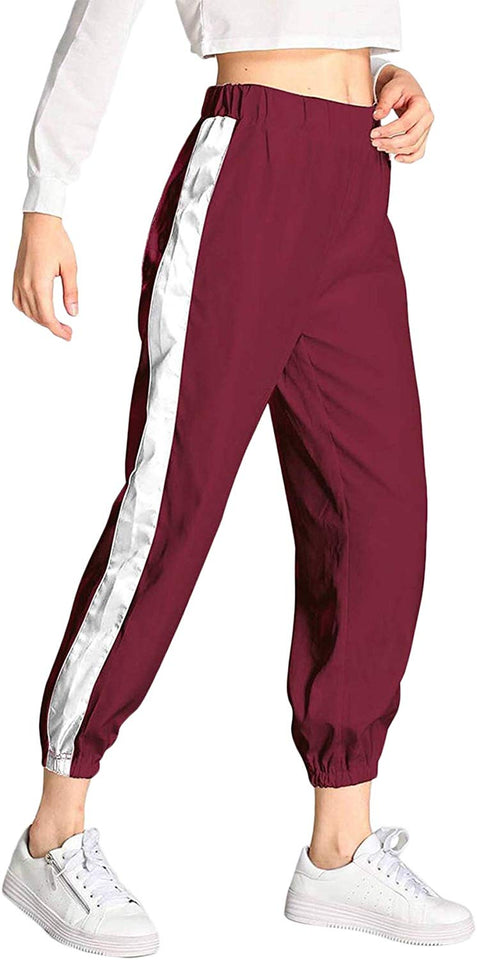 SOLY HUX Pantalones de chándal de Rayas Laterales para Mujer, Cintura elástica, Estilo Casual, Pantalones Deportivos