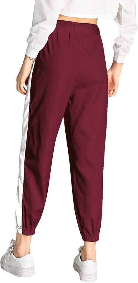 SOLY HUX Pantalones de chándal de Rayas Laterales para Mujer, Cintura elástica, Estilo Casual, Pantalones Deportivos