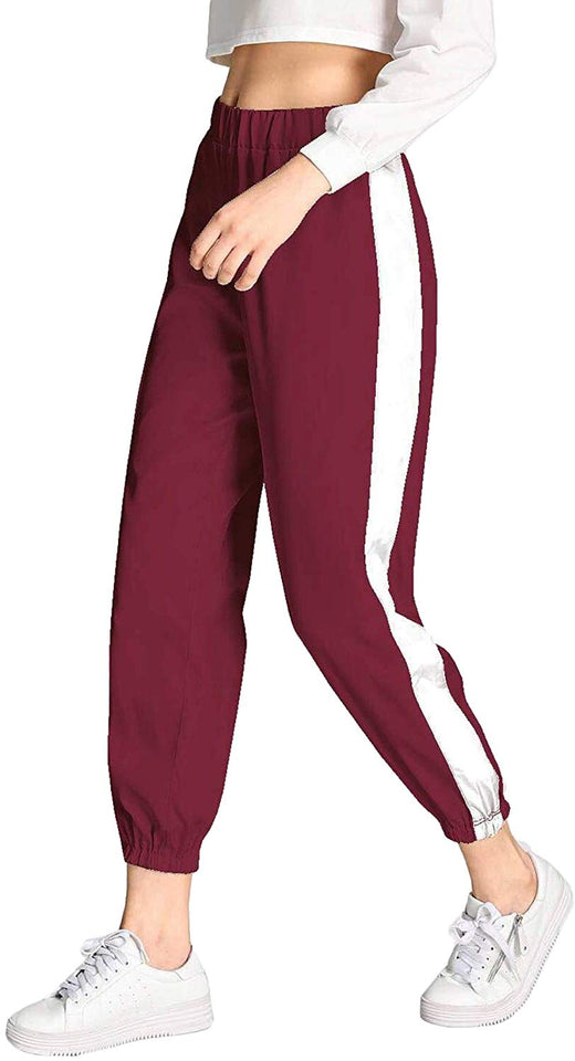 SOLY HUX Pantalones de chándal de Rayas Laterales para Mujer, Cintura elástica, Estilo Casual, Pantalones Deportivos