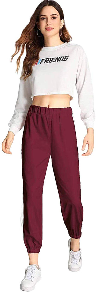 SOLY HUX Pantalones de chándal de Rayas Laterales para Mujer, Cintura elástica, Estilo Casual, Pantalones Deportivos