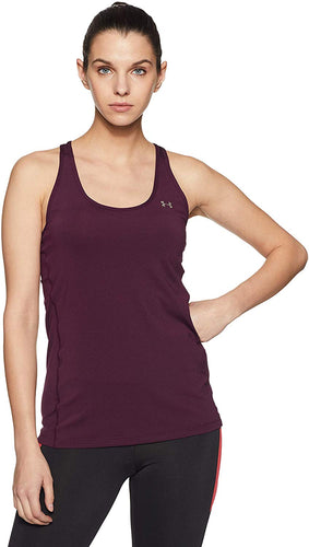 Under Armour Playera Deportiva Heatgear Racer para Mujer, Merlot (564)/Metallic Silver, Large