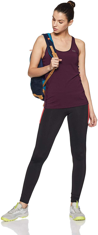 Under Armour Playera Deportiva Heatgear Racer para Mujer, Merlot (564)/Metallic Silver, Large