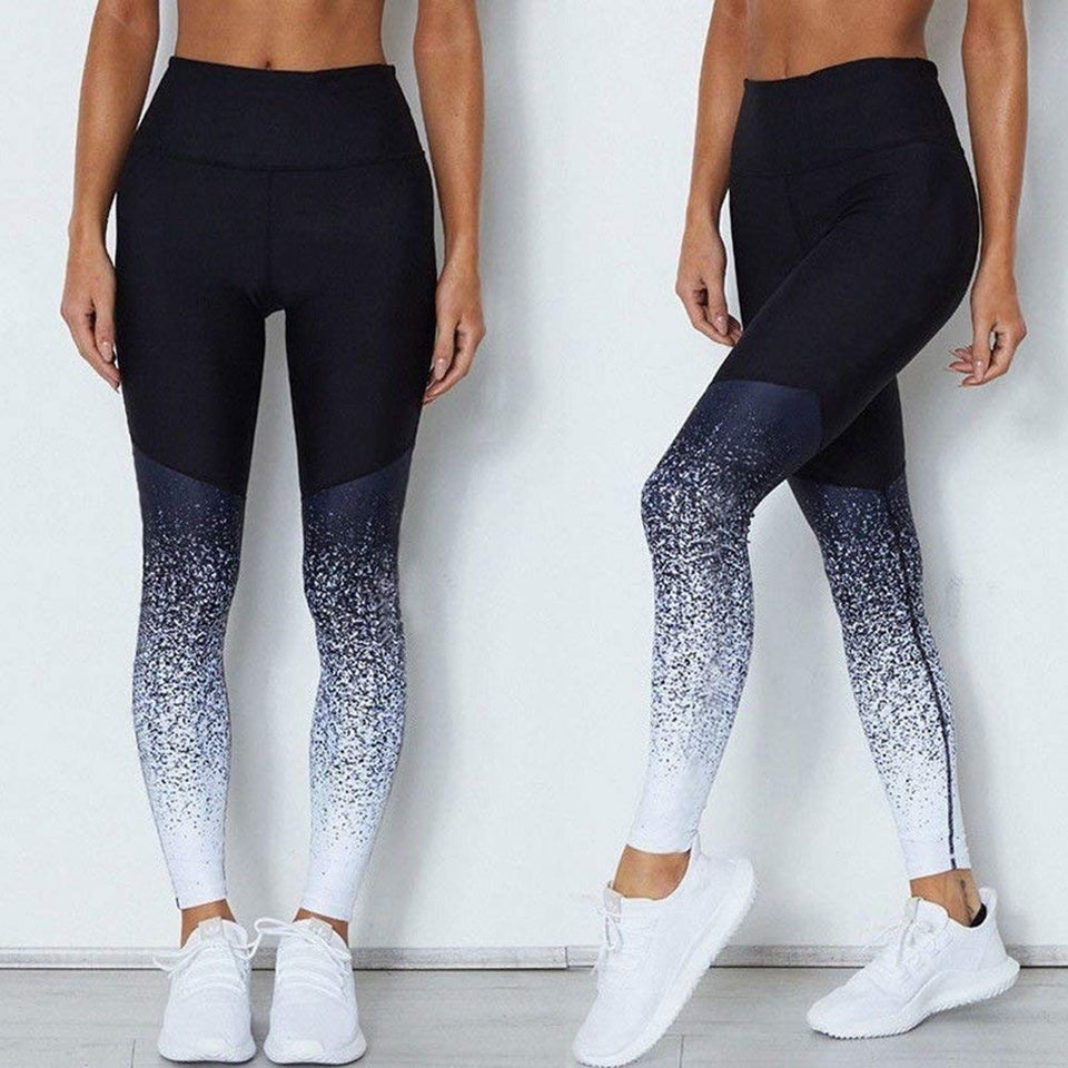 elegantstunning Pantalones Delgados Deportivos Largos de Yoga de Elevación de Impresión Digital de Mujeres de Cadera de Cintura Alta Deportes de Moda L Secado Rápido