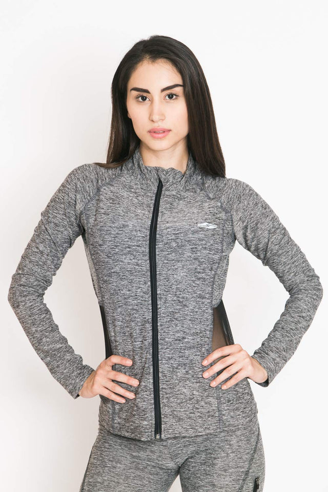 Cadenzza Chamarra Deportiva Mujeres Abierta Color Gris con ventilación Sudadera Ropa Deportiva