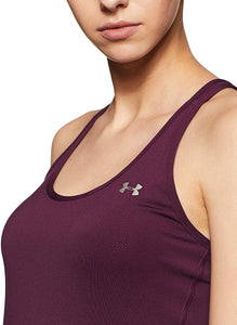 Under Armour Playera Deportiva Heatgear Racer para Mujer, Merlot (564)/Metallic Silver, Large